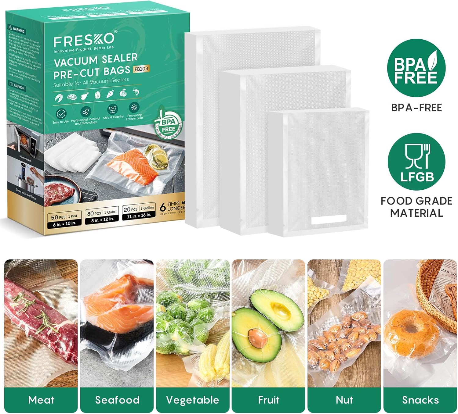 FRESKO Pre-Cut Bag Pack (6"x10" & 8"x12" & 11"x16")