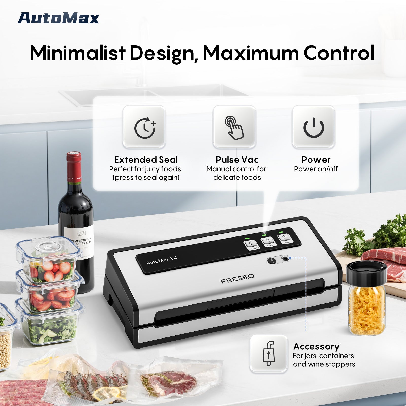 FRESKO AutoMax V4 with Mason Jar Lid Vacuum Sealer