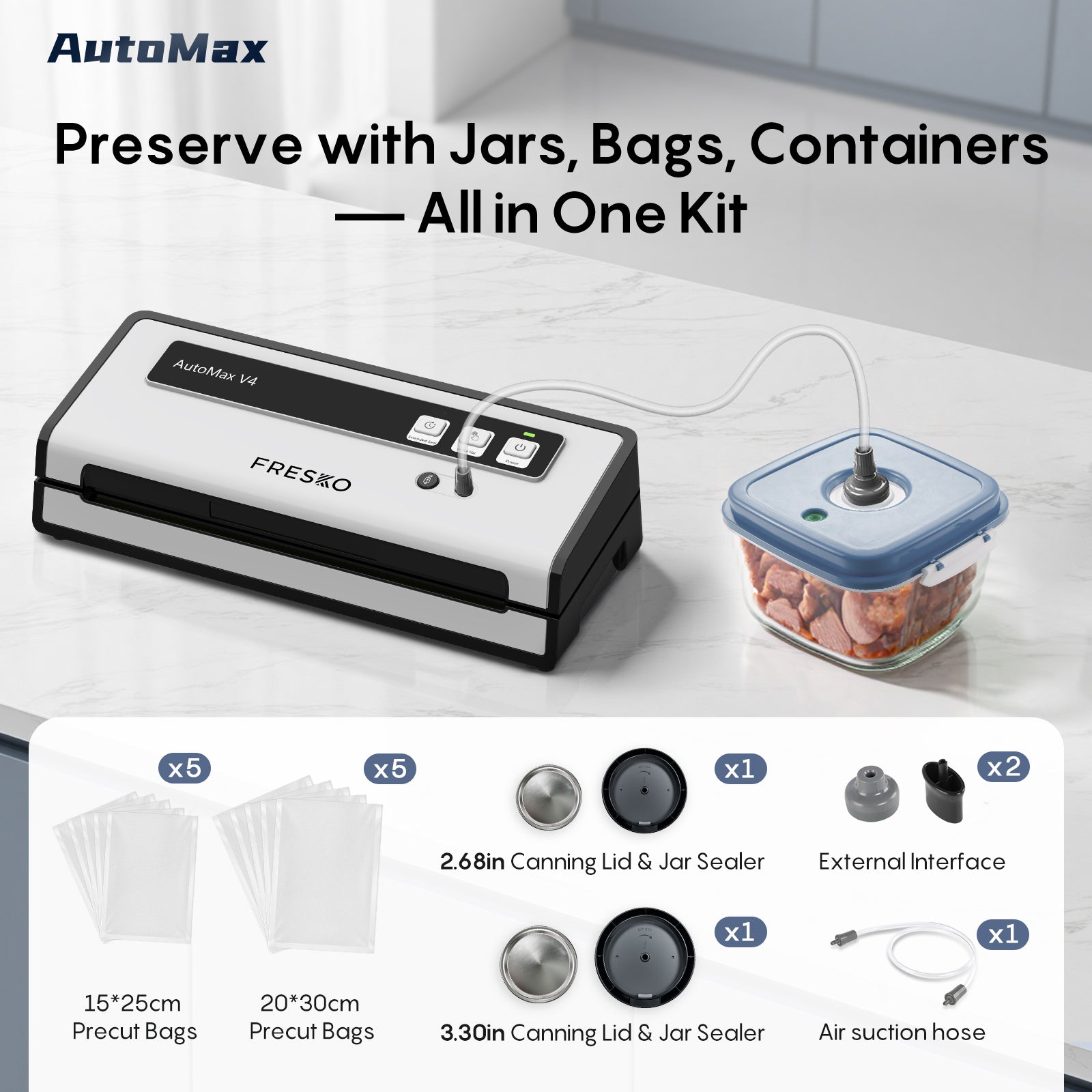 FRESKO AutoMax V4 with Mason Jar Lid Vacuum Sealer