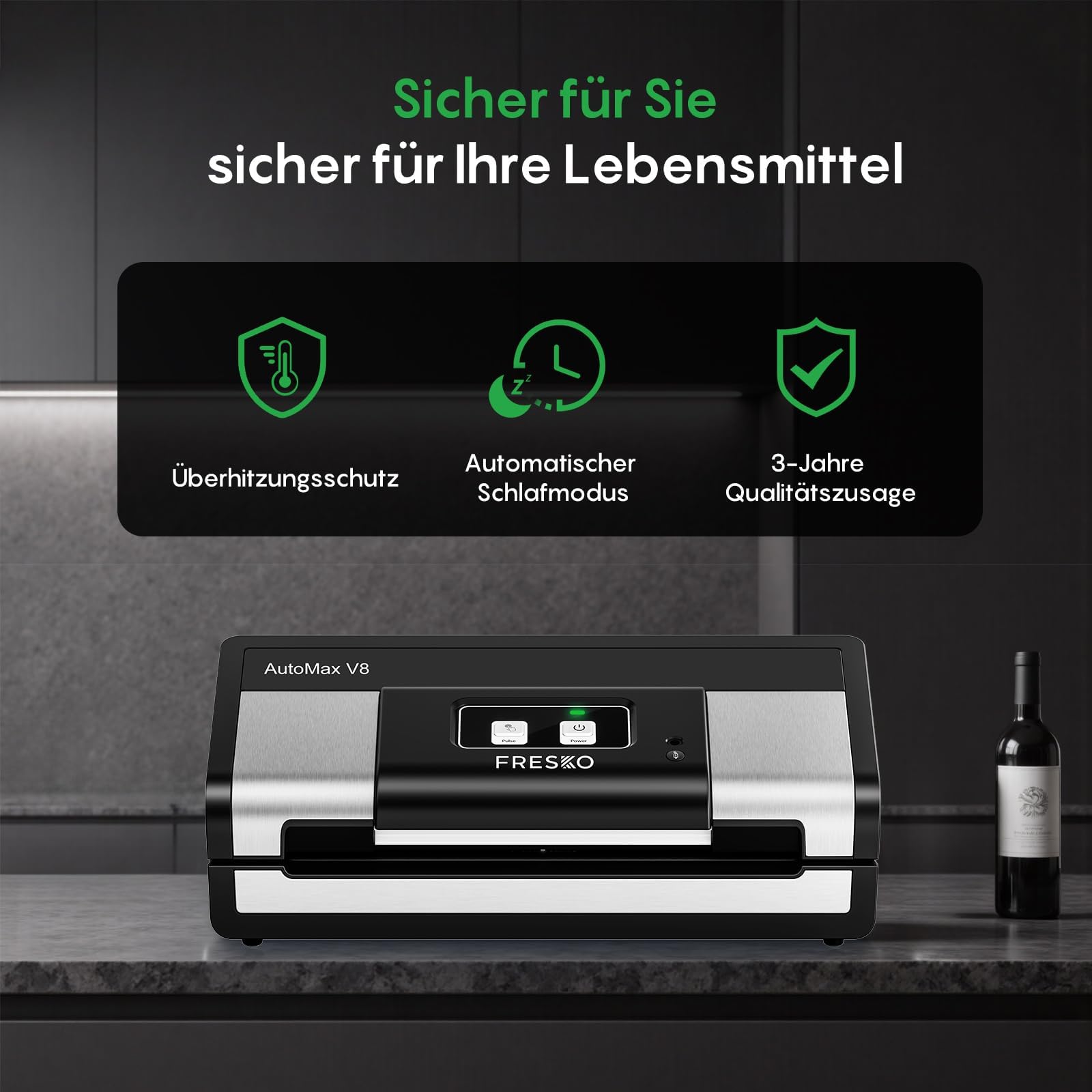 FRESKO AutoMax V8 Scelleuse sous vide automatique ultra-résistante pour la conservation des aliments