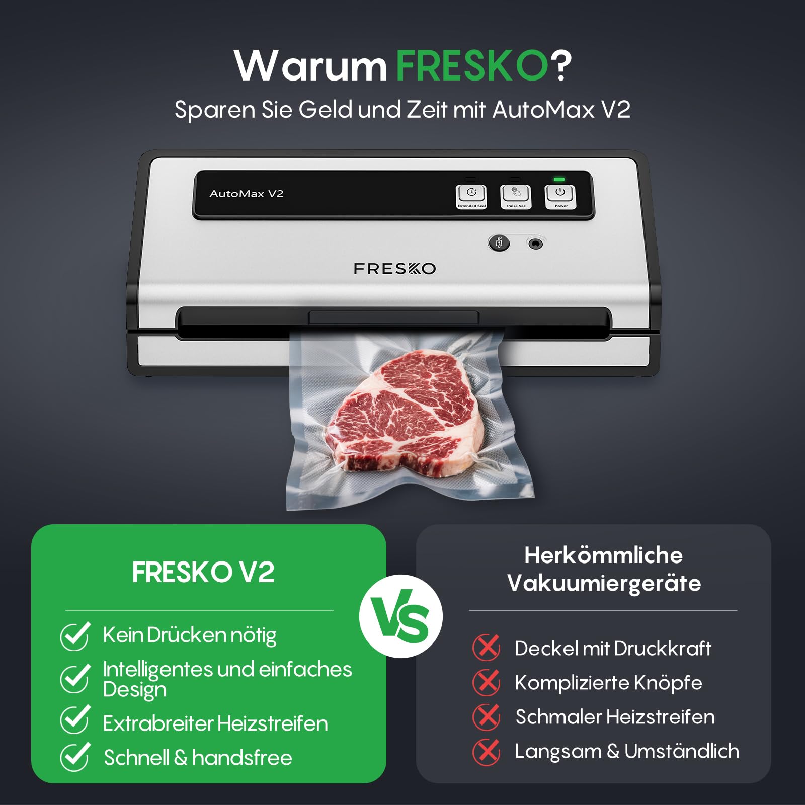 FRESKO AutoMax V2 Compact Vacuum Sealer for Food Storage - DE
