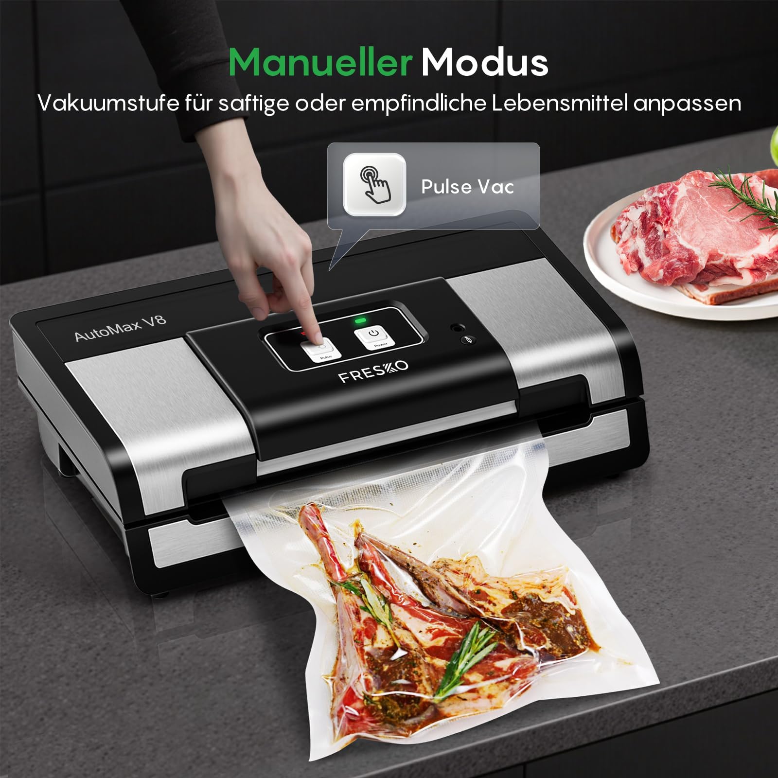 FRESKO AutoMax V8 Scelleuse sous vide automatique ultra-résistante pour la conservation des aliments