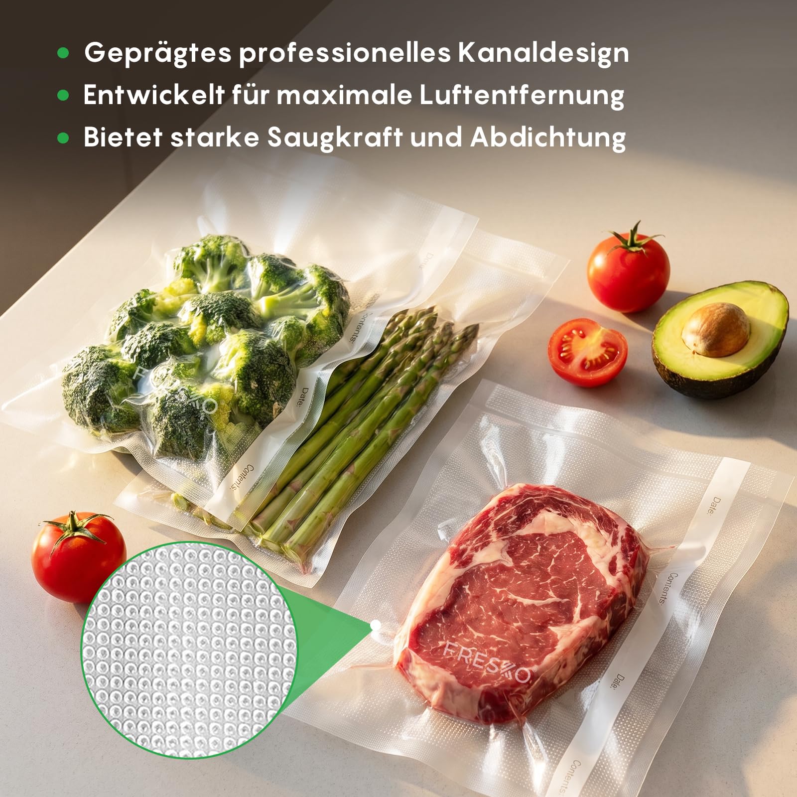 FRESKO Vacuum Sealer Rolls Bags for Food Storage -DE