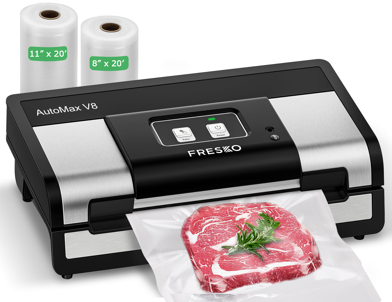 FRESKO AutoMax V8 Heavy-Duty Automatic Vacuum Sealer for Food Storage,Includes 2 Bag Rolls