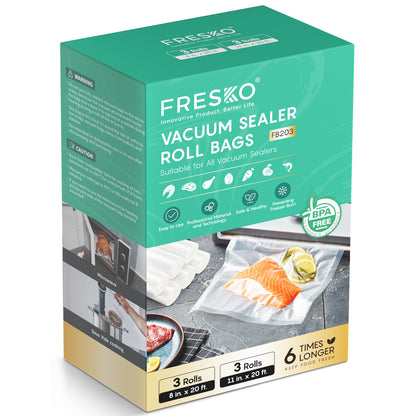 FRESKO 6 Packs Rolls Bag ( 8" x 20' & 12" x 20')