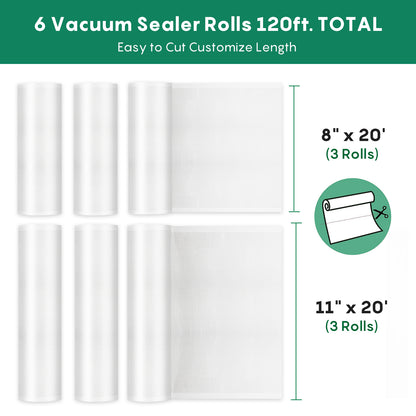 FRESKO 6 Packs Rolls Bag ( 8" x 20' & 12" x 20')