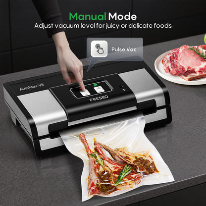 FRESKO AutoMax V8 Heavy-Duty Automatic Vacuum Sealer for Food Storage,Includes 2 Bag Rolls