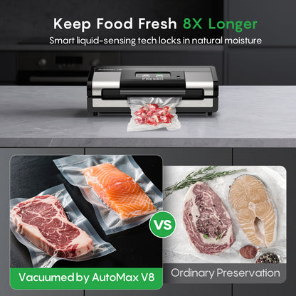 FRESKO AutoMax V8 Heavy-Duty Automatic Vacuum Sealer for Food Storage,Includes 2 Bag Rolls