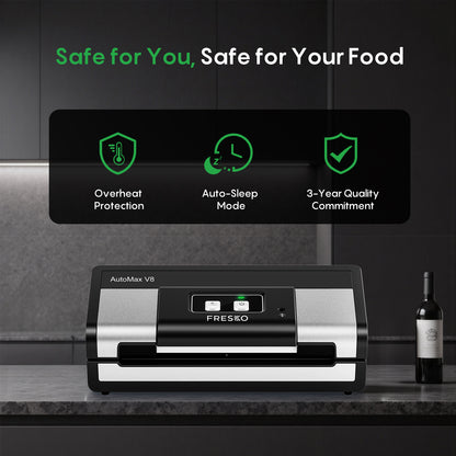 FRESKO AutoMax V8 Heavy-Duty Automatic Vacuum Sealer for Food Storage,Includes 2 Bag Rolls