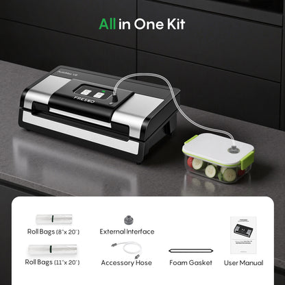 FRESKO AutoMax V8 Heavy-Duty Automatic Vacuum Sealer for Food Storage,Includes 2 Bag Rolls