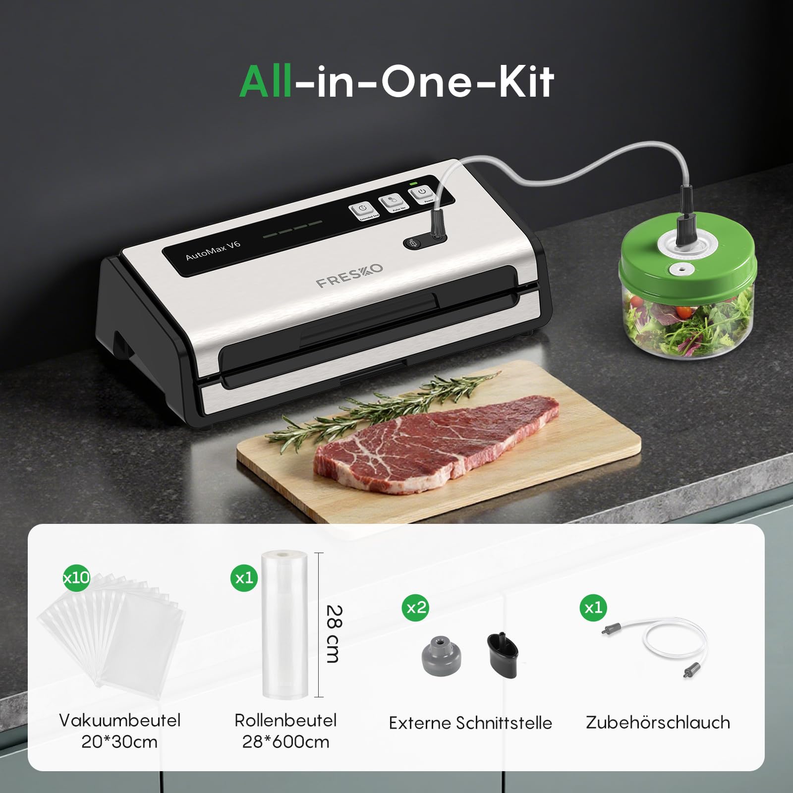 FRESKO AutoMax V6 Professional Vacuum Sealer for Food Storage - DE
