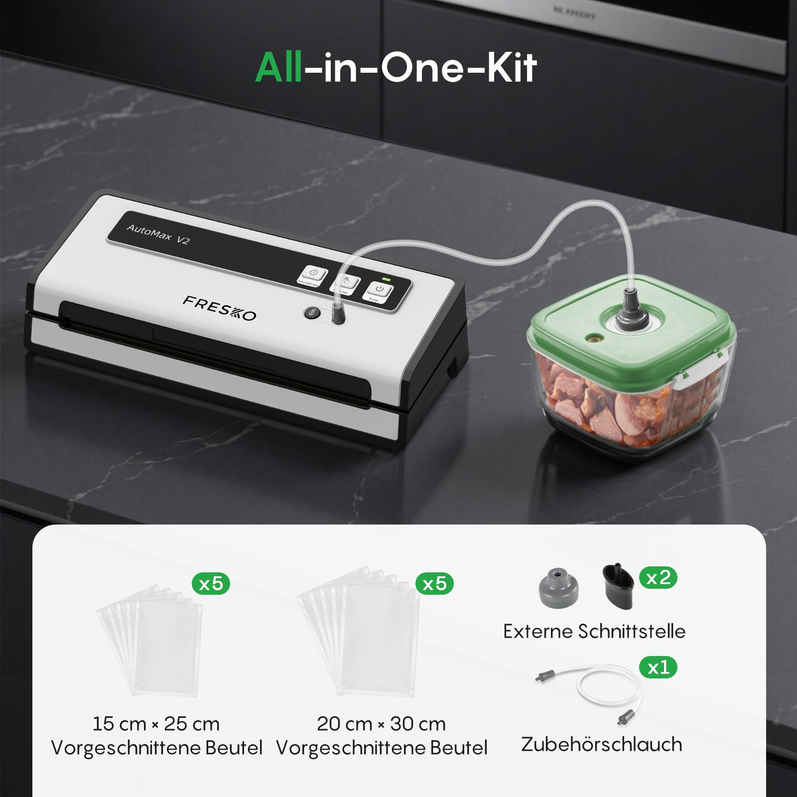FRESKO AutoMax V2 Compact Vacuum Sealer for Food Storage - DE